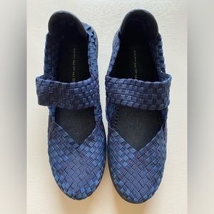 NWOT STEVEN by Steve Madden blue woven slip on stretch Mary Jane Casper …
